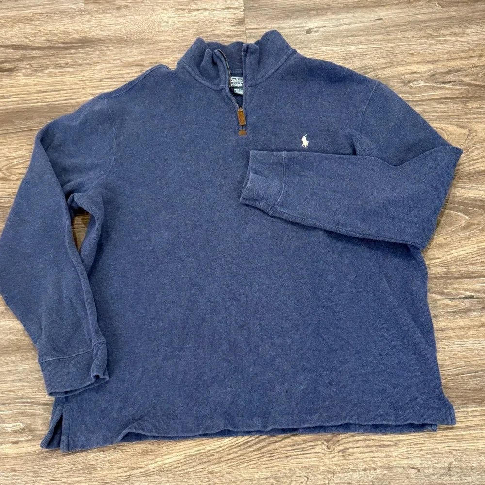 Polo Ralph Lauren Men's Quarter Zip Pullover Sweater Pony Logo Blue Size XL‎